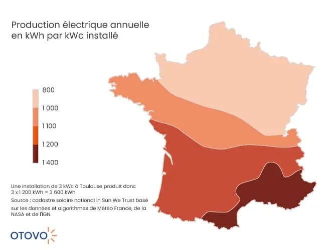 carte production d'électricité panneau solaire